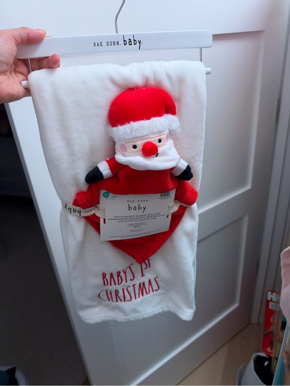 Rae Dunn Baby Red & White Santa Holiday Plush Blanket